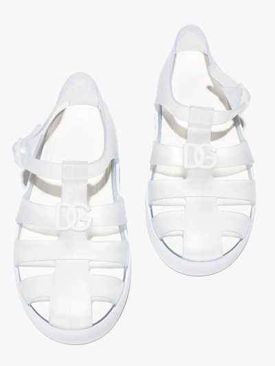 Shop Dolce & Gabbana Logo-plaque Jelly Sandals In White