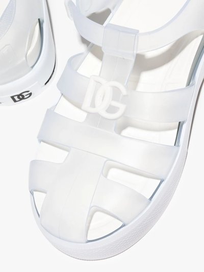 Shop Dolce & Gabbana Logo-plaque Jelly Sandals In White