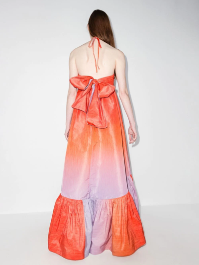 Shop Silvia Tcherassi Cerrano Gradient Halterneck Maxi Dress In Orange