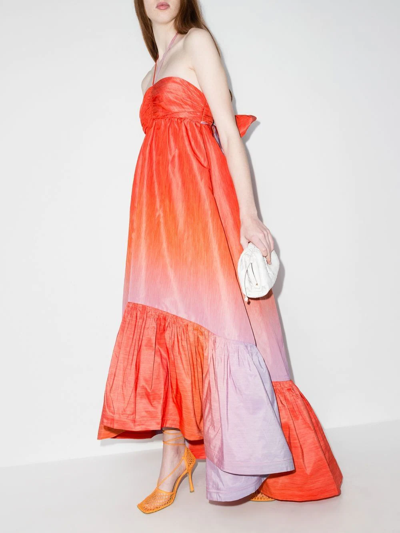Shop Silvia Tcherassi Cerrano Gradient Halterneck Maxi Dress In Orange