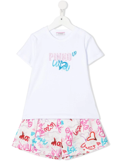 Pinko Kids' Heart-print Short Set In White | ModeSens