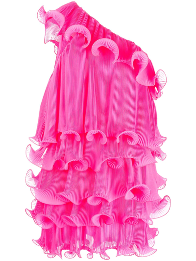 Shop Milly Blakely Ruffled Mini Dress In Pink