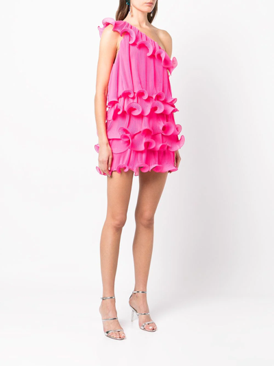 Shop Milly Blakely Ruffled Mini Dress In Pink