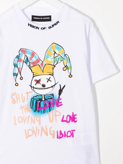 Vision Of Super Baby Drawing Clown-print T-shirt In White