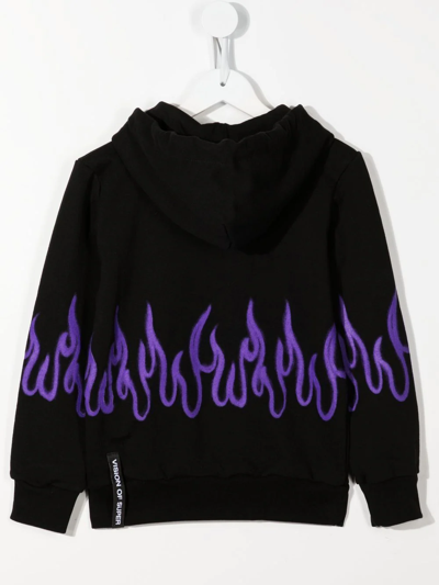 Shop Vision Of Super Spray Flames-print Hoodie In Black