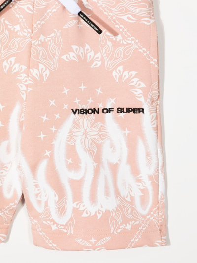 Shop Vision Of Super Spray Flames Bandana-print Shorts In Pink