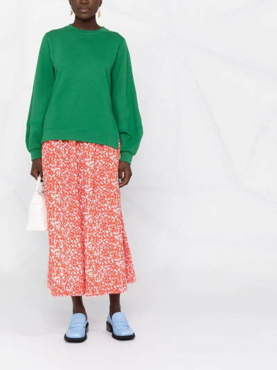 Shop Ganni Floral-print A-line Skirt In Orange