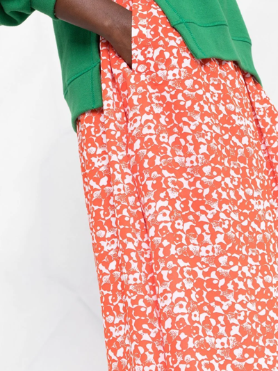 Shop Ganni Floral-print A-line Skirt In Orange