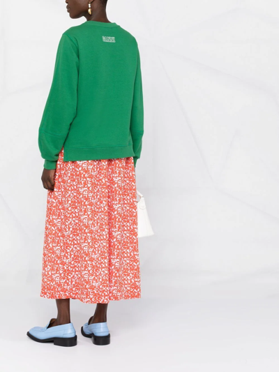 Shop Ganni Floral-print A-line Skirt In Orange