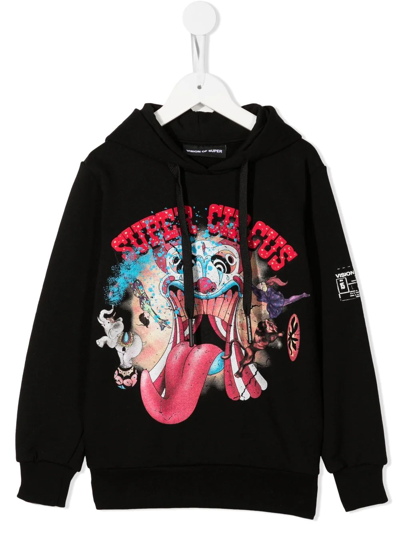 Shop Vision Of Super Super Circus Drawstring Hoodie In Black