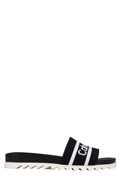 Calvin Klein Women's Canina Logo Pool Slide Sandals Women's Shoes In Black/white  | ModeSens