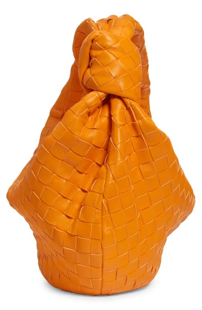 Shop Bottega Veneta Mini Jodie Leather Hobo In Tangerine-gold