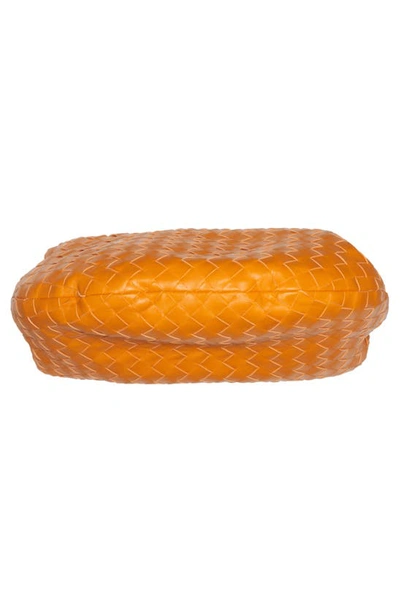 Shop Bottega Veneta Mini Jodie Leather Hobo In Tangerine-gold