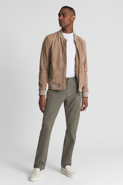 Reiss Pitch Washed Slim Fit Chinos In Khaki | ModeSens