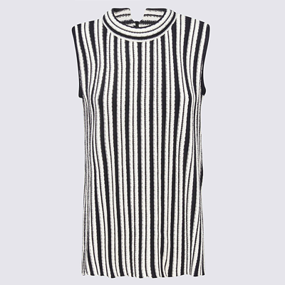 Shop Jil Sander Black And White Cotton Blend Top In Open White