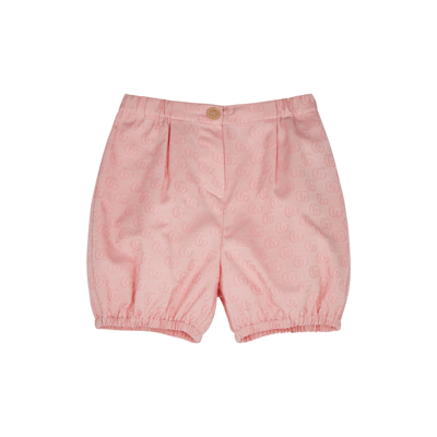Shop Gucci Kids Pink Gg-jacquard Cotton Shorts