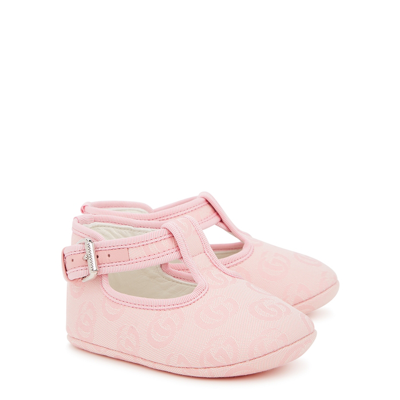 Shop Gucci Kids Pink Gg-jacquard Canvas Shoes -.5 New Brn