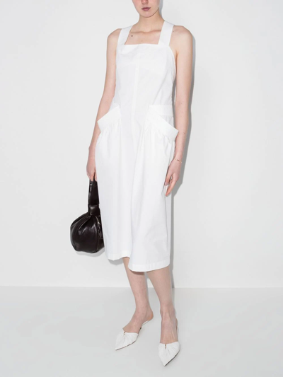 Shop Low Classic Apron-style Midi Dress In Weiss