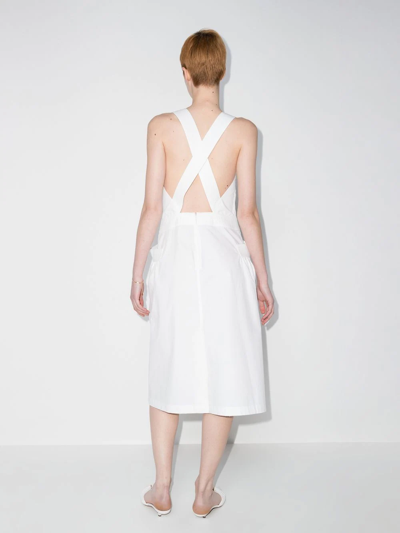 Shop Low Classic Apron-style Midi Dress In Weiss
