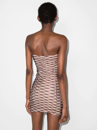 Knwls Skinn Argyle-print Strapless Mini Dress In Braun