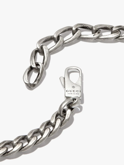 Shop Gucci Logo Plaque Chain Necklace In Silver