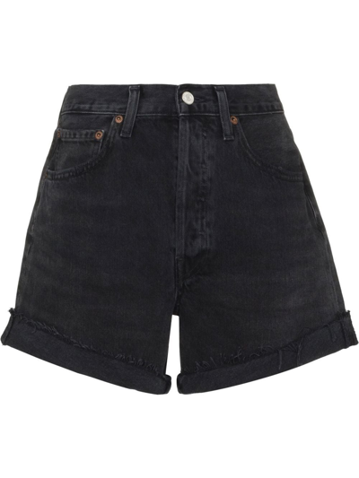 Shop Agolde Organic-cotton Denim Shorts In Black