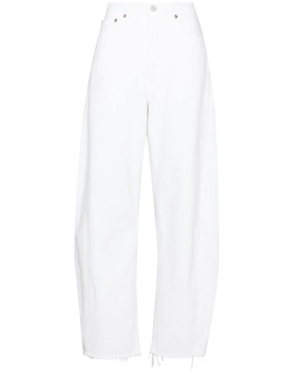 Shop Agolde High-waist Wide-leg Jeans In White