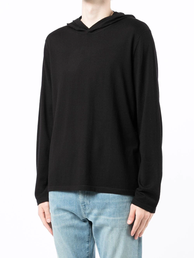 Shop Vince Fine-knit Hoodie In Black