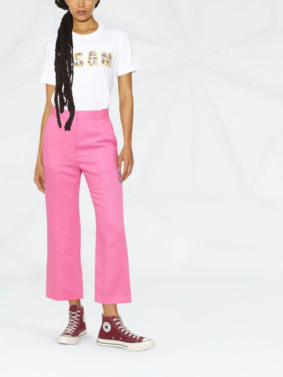 Shop Msgm Cropped Tailored Trousers In Rosa