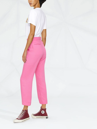 Shop Msgm Cropped Tailored Trousers In Rosa