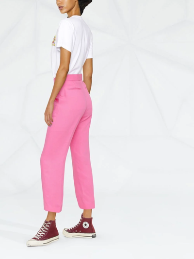 Msgm Cropped Tailored Trousers In Rosa