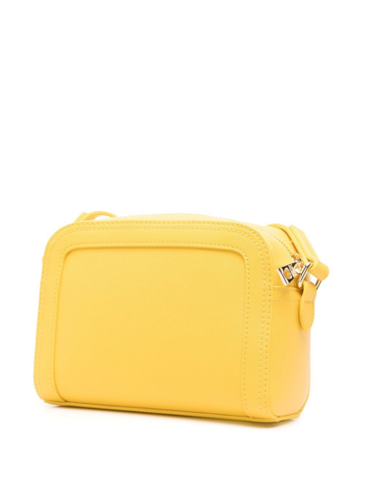 Shop Love Moschino Logo-embroidered Zipped Crossbody Bag In Yellow
