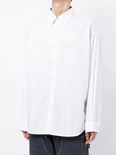 Shop Aape By A Bathing Ape Logo-patch Button-up Shirt In Weiss