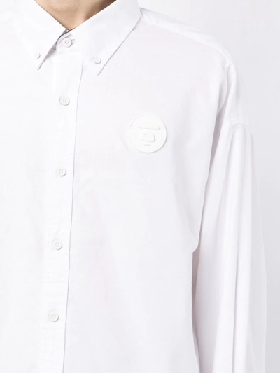 Shop Aape By A Bathing Ape Logo-patch Button-up Shirt In Weiss