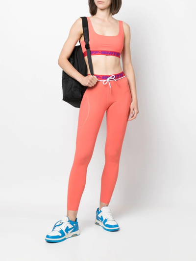 Shop Off-white Logo-underband Cropped Sports Top In Orange