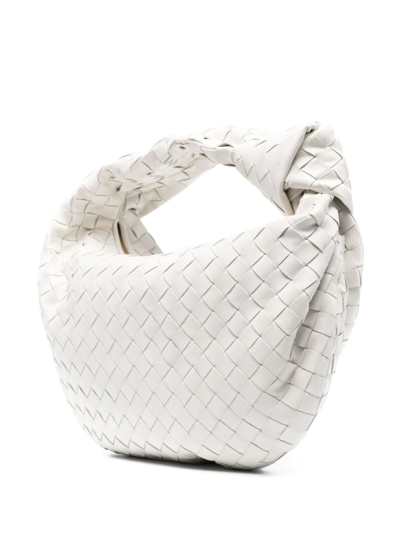 Shop Bottega Veneta Woven Knot Handle Tote Bag In Weiss