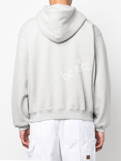 Shop Erl Venice-print Cotton Hoodie In Grey