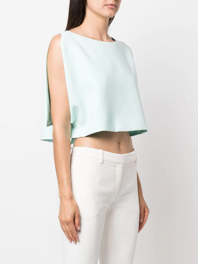 Shop Fely Campo Short-sleeve Silk Blouse In Blue