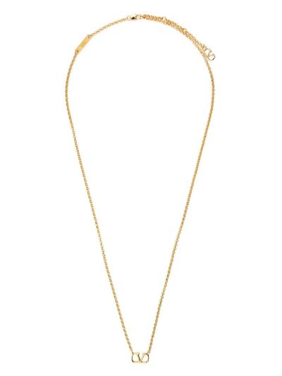 Shop Valentino Vlogo Necklace In Gold