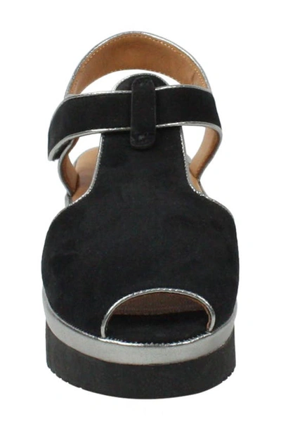 Shop L'amour Des Pieds Almika Sandal In Black/ Pewter Nubuck Leather
