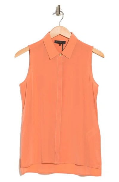 Shop Donna Karan Woman 100% Silk Sleeveless Blouse In Peach/ Nude