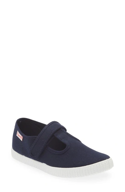 Shop Cienta T-strap Sneaker In Navy