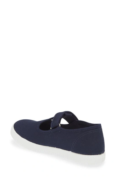 Shop Cienta T-strap Sneaker In Navy