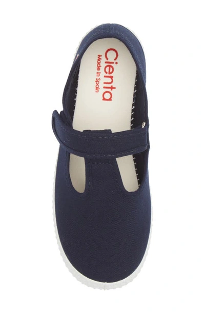 Shop Cienta T-strap Sneaker In Navy