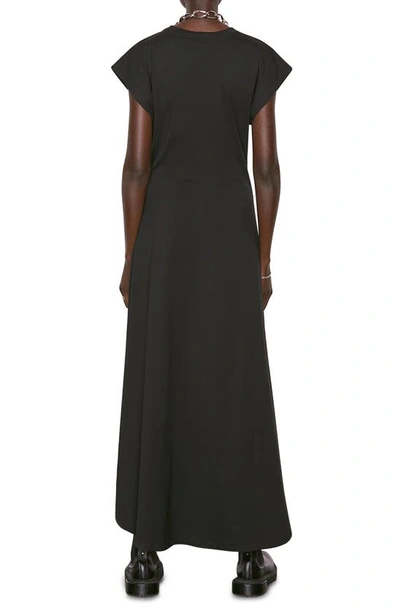 Frame Fitted Flare Organic Cotton Maxi Dress In Noir