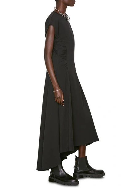 Frame Fitted Flare Organic Cotton Maxi Dress In Noir