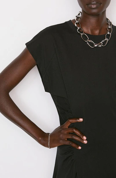 Frame Fitted Flare Organic Cotton Maxi Dress In Noir