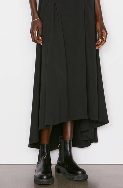 Frame Fitted Flare Organic Cotton Maxi Dress In Noir