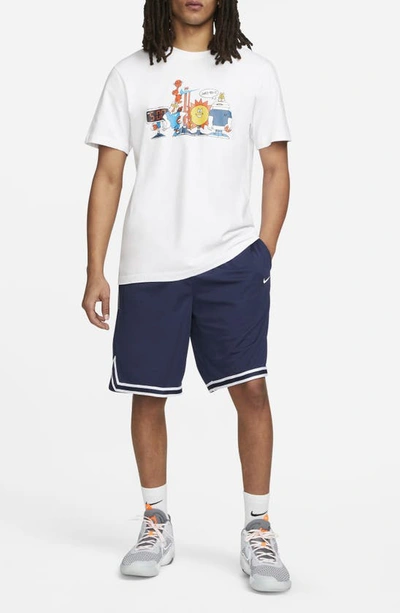 Shop Nike Dri-fit Dna Mesh Shorts In Midnight Navy/ White