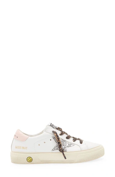 Shop Golden Goose May Low Top Sneaker In White/ Silver/ Rose Quartz